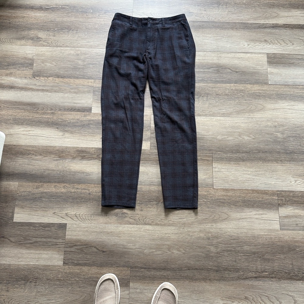 Men's Bonobos Plaid Dress Pants - Dark Navy/Burgundy
